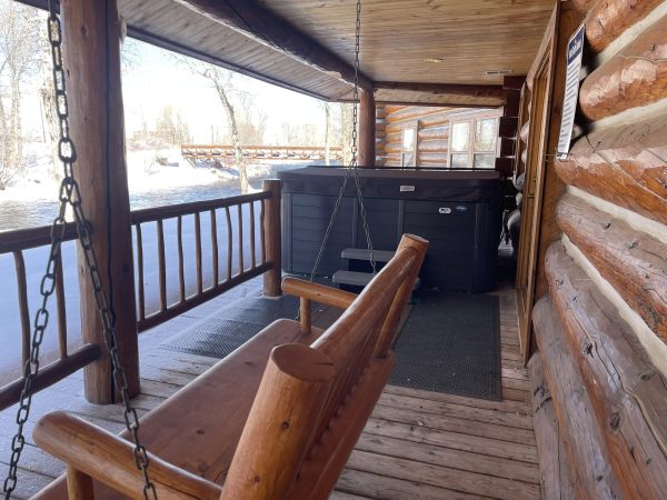 Cabin 6 Swing and Hot Tub on Back Porch